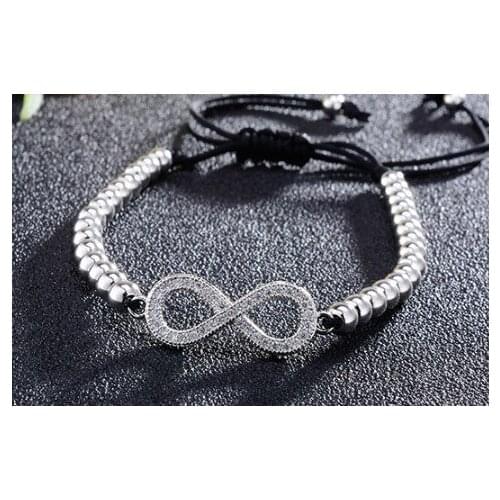 8mm kjg4 glasses infinity gold silver cz zircon cubic zirconia bracelet adjusted Macrame Charm Braided Copper Rope Bangles