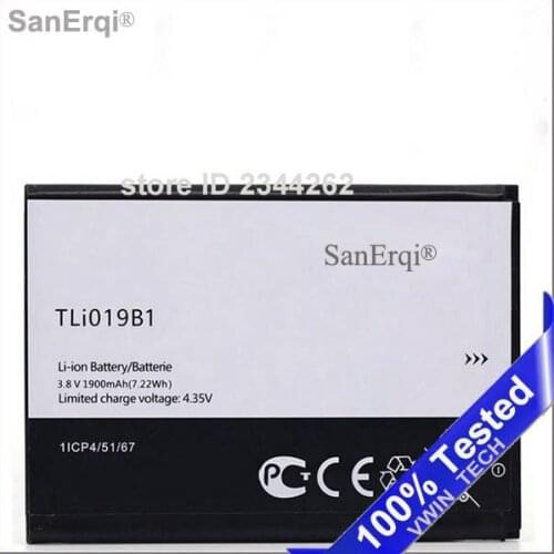 SanErqi TLi019B2 1900mAh Battery for ALCATEL one touch POP C7 OT-7041 7041D dual TLi019B2 TLi019B1 Battery