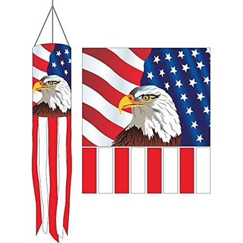 American Flag Windsock Embroidered Stars Stripes Windsock Color Printing USA Patriotic Rainbow Weather Vane Garden Decoration