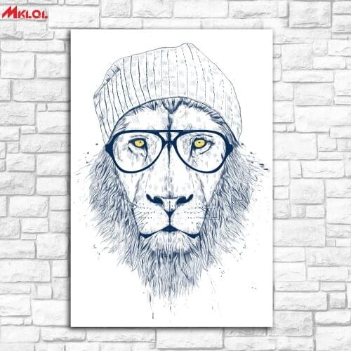 Large Wall Art, cool lion ,Restaurant study Bedroom Decor Wall oil Painting Print Nice wall picture for living room no frame