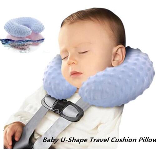 Baby Protable Soft U-Shape Travel Cushion Pillow for Car Airplane Hooded Pillow Cushion Compact Soft Neck Rest