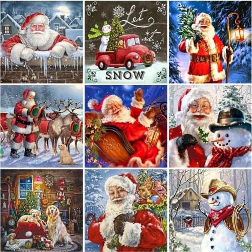 DIY Santa Claus 5D Diamond Painting Full Round Drill Christmas Gift Diamond Embroidery Cross Stitch Mosaic Kits Art Home Decor