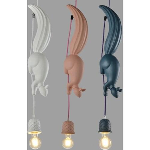 Creative LED Pendant Light Squirrel Lights Indoor Childrens Room Hanging Lamps Home Decor Light Fixtures Kitchen Cafe Lighting