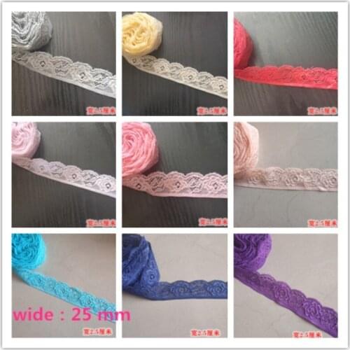 High quality stretch Embroidered lace width 25 mm White Lace Trim Trimmings Clothing Underwear for Sewing