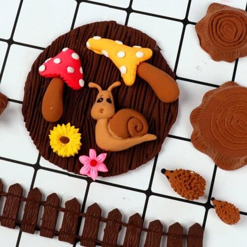 Forest Mushroom Stump Silicone Mold For Fondant Chocolate Epoxy Sugarcraft Mould Pastry Cupcake Decorating Kitchen Accessories