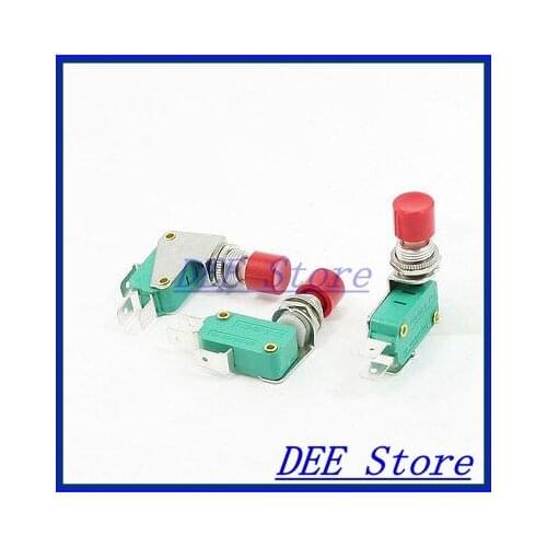 Micro contact switch SPDT 3-Terminal Red Button Actuator Momentary Mini Limit Microswitch