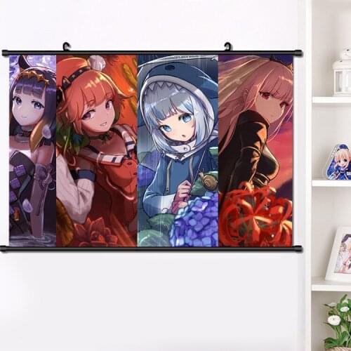 Cute Anime VTuber Virtual YouTuber Gawr Gura Beautiful Girls Persona Wall Scroll Painting Poster Home Decor Collectible Art Gift
