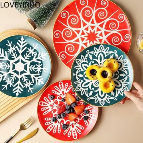 LOVEYIRUO Ceramic tableware set dim sum snack western food plate living room decoration afternoon tea plate set household goods