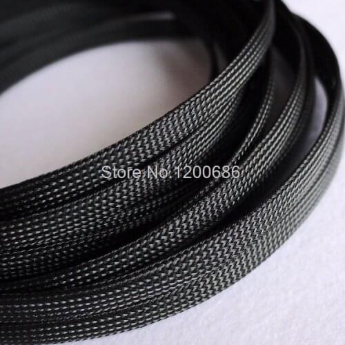 10M Cable Sleeve black Wire Protection Dia 8mm Nylon Braided Cable Sleeve