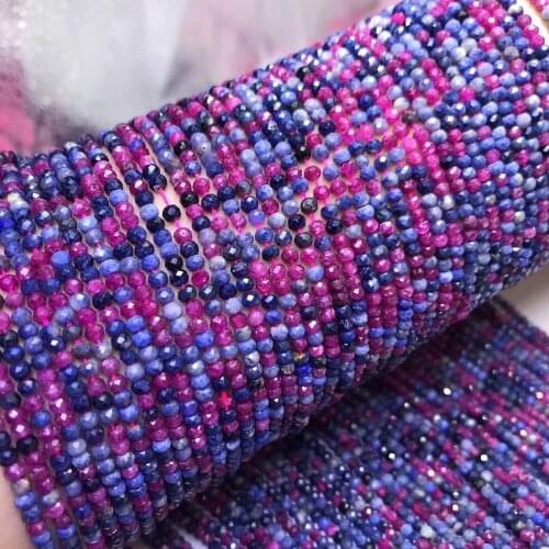 Ruby/sapphire roundel faceted 2*3mm red/blue 15" for DIY jewelry making loose beads FPPJ wholesale beads nature gemstone