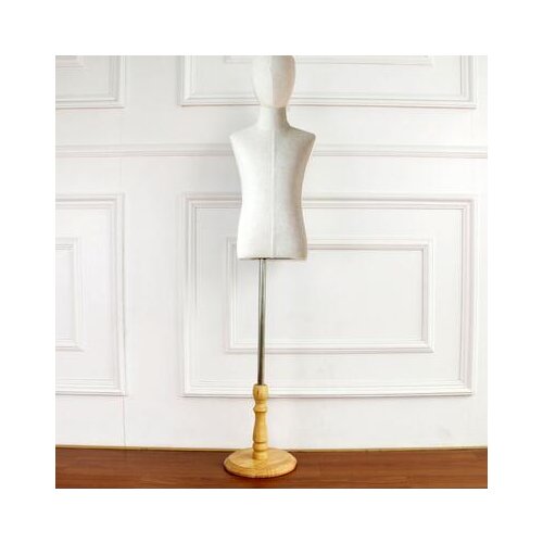 6-8 year children head mannequin body half-style models props,clothing White lince fabric wood Disc base pet no hand ,1pc D347