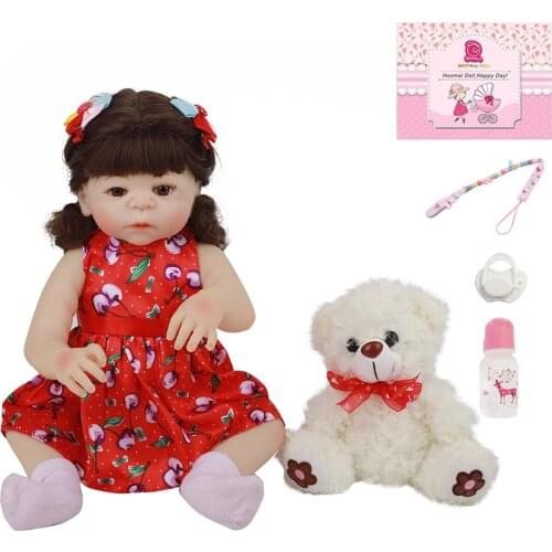 18Inch Realistic Baby Bebe Reborn Doll For Girl Pure Handmade Silicone Full Body Babies Doll Toy Kid Gifts Bedtime Playmate 48CM