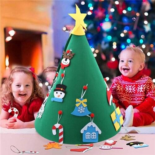 Christmas Decoration Childrens Handmade Diy Three-dimensional Felt Cloth Christmas Tree Ornaments For Home 2021 New Year Gifts