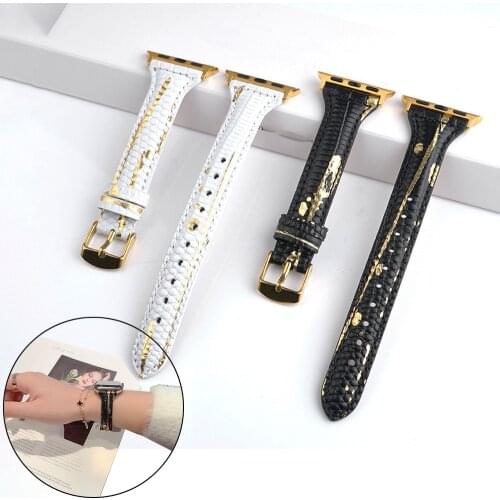 Thin fashion Leather Watch Strap For Apple Watch 3 2 1 band 40mm 44mm Business Woman wristband for iWatch 6 se 5 4 42MM 38MM