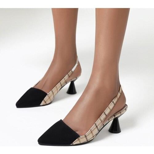 Sexy Kitten Heels Slingback Women Pumps Spring Women Shoes High Heels Pointed Party Shoes Red Lady Shoes Plus Size 43 MAZIAO