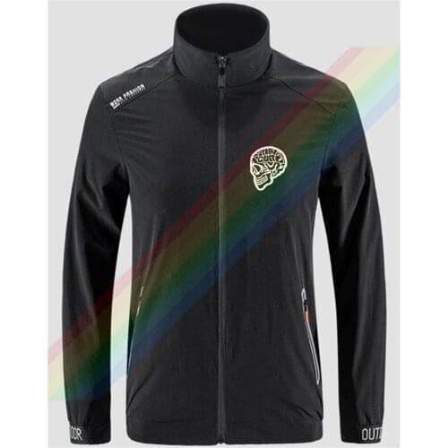 2021 Fashion Rip White Skull Curl Slim Sport Street Windbreaker Zipper Thin Jacket Mens Casual Front Printing Jacket Asian Size