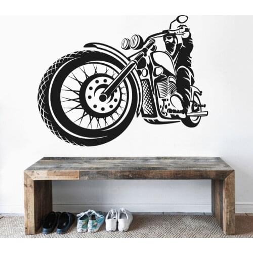 Man Riding Vintage Motor Wall Vinyl Decal Art Motorbike Sticker for Home And Garage Decoration Removable A002565