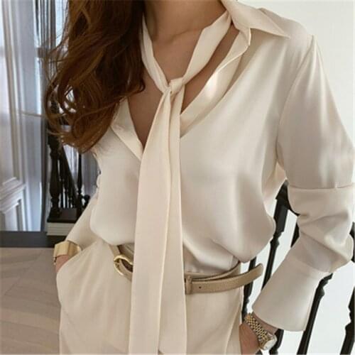 Vintage Casual Tops All Match Chic Gentle Solid Shirts 2021 New Women Streetwear OL Basic Loose Elegance Hot Clothe