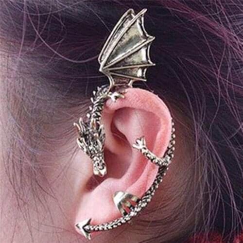 New Fashion Exaggeration Punk Unicorn Dragon Ear Cuff Clip Earring For Women Vintage Jewelry