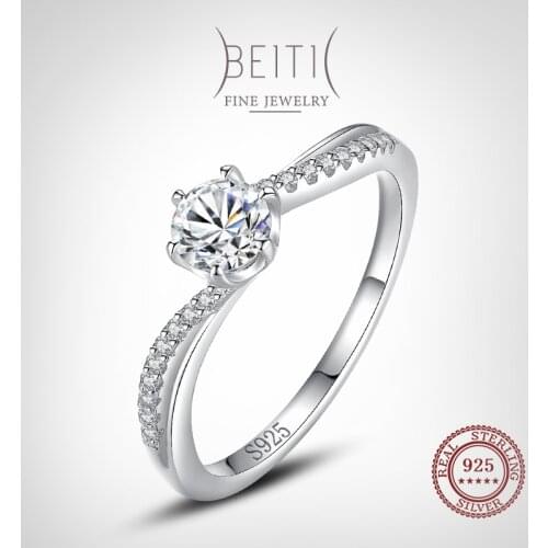 Beitil New Arrival Shining Zircon Genuine 925 Sterling Silver Rings for Women Fashion Wedding Engagement Gift Fine Jewelry