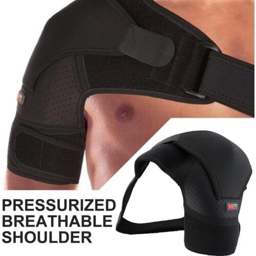 1Pc Mumian G02 Shoulder Brace Four-point Adjustable Breathable Black Left/Right Seamless Perforated Shoulder Support for Sports