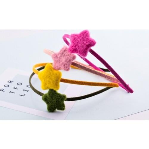 10pcs Fashion Cute Felt Star Girls Hard Hairbands Solid Kawaii Candy Colors Star Girls Headbands Headwear Accessories