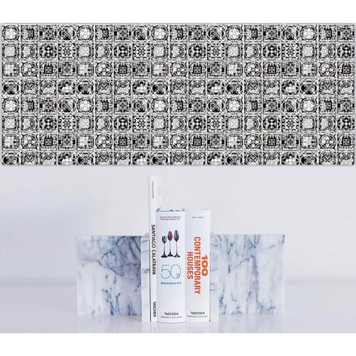 10pcs Flat Simulation Mosaic Tiles Wall Sticker Transfers 3DPrinted Covers For Kitchen Cupboard Wallpaper Waterproof Wallpaper