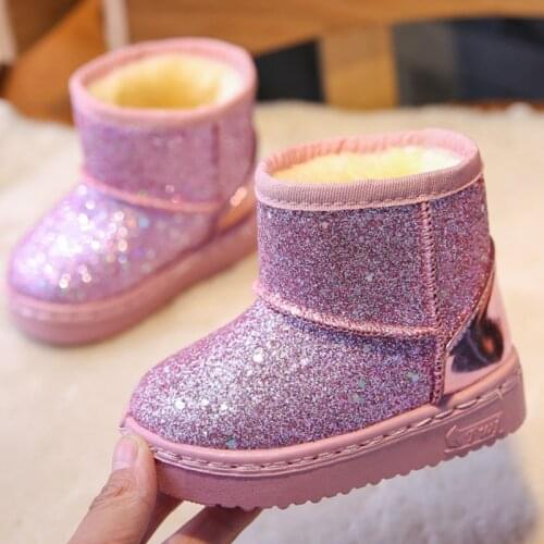2020 Winter Kids Fashion snow boots thick Child cotton shoes warm plush soft bottom baby girls boots winter ski boot for baby