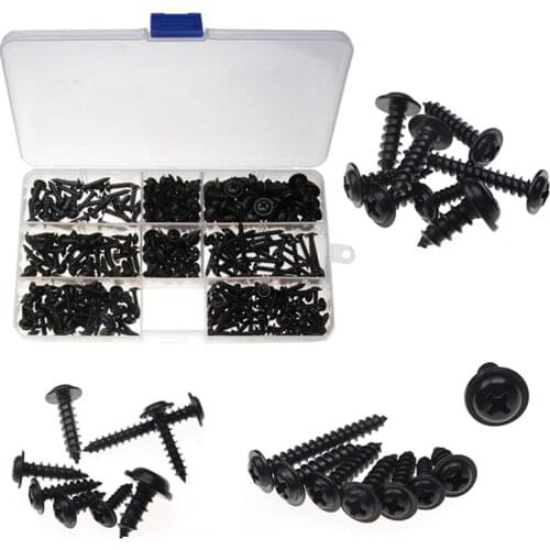 ABSF 340PCS M3 M3.5 M4 M4.8 PWA (With Self-Tapping) Black Screw Screw Box DIY Tool Set Combination
