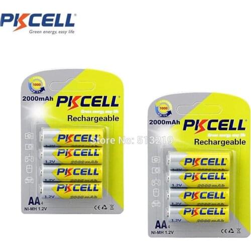 8Pieces*4Pc/Card PKCELL 2A Bateria Baterias NI-MH 2000mAh 1.2V AA Rechargeable Battery
