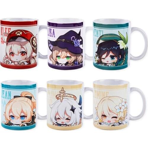 Anime Genshin Impact Lisa Venti Klee Lumine Jean Paimon Ceramic Mug Cup Cartoon Water Coffee Cup Daily Men Women Cup Xmas Gifts