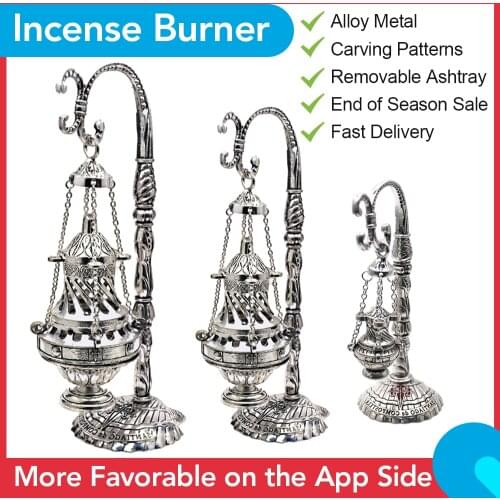 Charcoal Incense Burner with Lid Ash Catcher Hanging Censer with Chain Decor