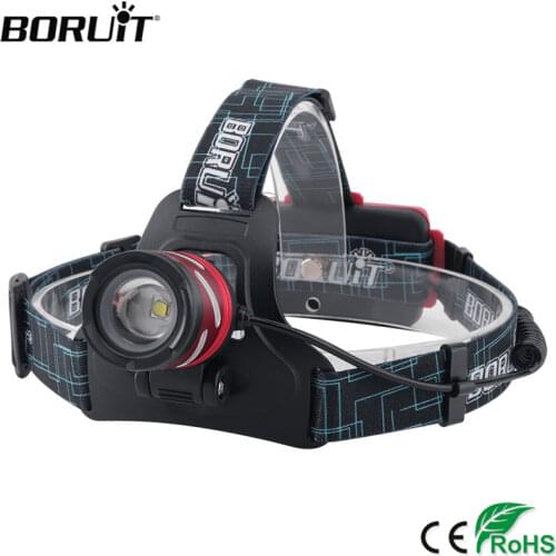 BORUiT B9 CREE XP-G2 LED Headlamp 2000LM 3-Mode Zoom Headlight Rechargeable 18650 Waterproof Head Torch for Camping Hunting