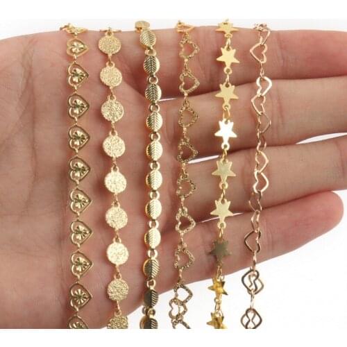 1 Meter Copper Star Love Heart Chain Leaf Circle Necklace Jewelry Findings Chains Handmade DIY Bracelet Accessories Wholesale