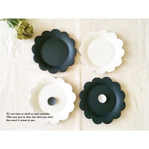 Floral ceramic dinner plate food tray flower edge matte food plate kitchen dinnerware tools gift