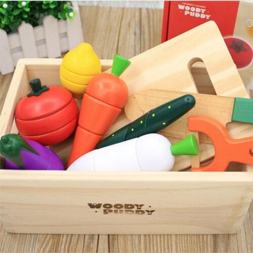 Montessori cut fruits and vegetables toys wooden classic game simulation kitchen series toys early education gift play house toy