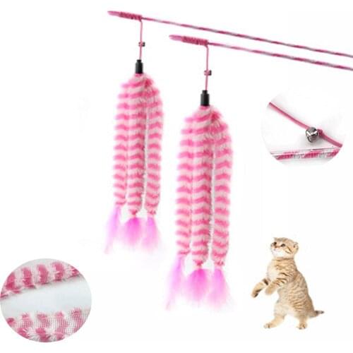 Interactive Cat Stick Feather With Small Bell Feather Toy Cat Toy Tease Cats Stick Pet Supplies Pet Tool Funny Fleece Cat Stick