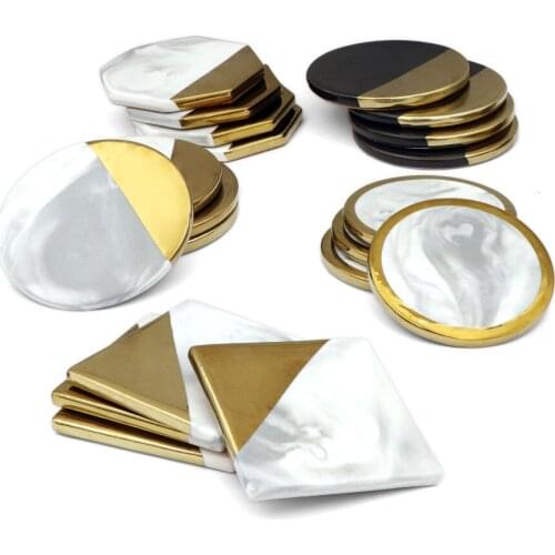 Jaswehome 4pcs Ceramic Coaster Set Cork Back Modern Art Cup Coasters Ceramic Stone Marble Pattern Reusable Coaster for Drinks