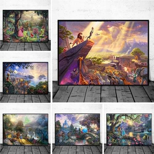 Disneys Classic Animated Film Canvas Painting Lion King Snow White Posters and Prints Wall Art Pictures for Living Room Decor