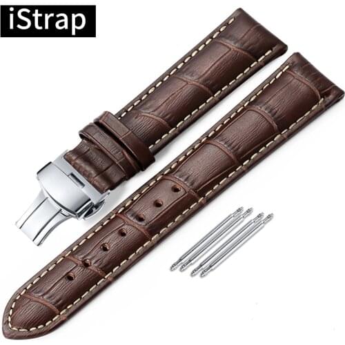 IStrap Watchband 18mm 19mm 20mm 21mm 22mm 24mm Leather Watch Band Butterfly Buckle Watchbands For Victorinox Omega