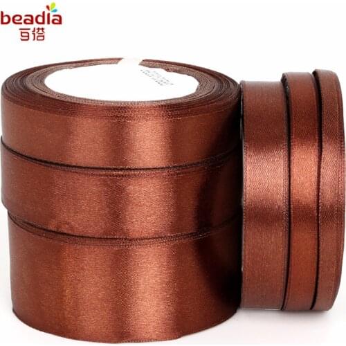 Hot Selling !!Assorted width 25 yard/bag #32 DK.Brown Satin Ribbon for Wedding Party Decoration Scrapbooking Gift Wrapping