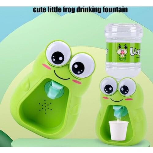 Mini Drinking Fountain Toy For Children Simulation Frog Sound Lighting Water Dispenser Educational Kitchen Pretend Play Toy