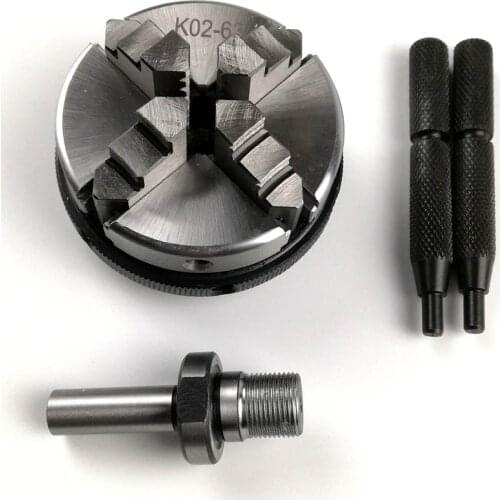 63mm Mini 4 Jaw Reversible Self-Centering M14 Thread Mount Lathe Chuck With Lock Rods K02-63+Chuck connecting rod