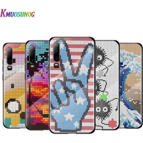 Fashion Mosaic Art For Huawei P40 P30 P20 P10 Pro Plus Lite 5G 2019 Tempered Glass Cover Shell Luxury Phone Case