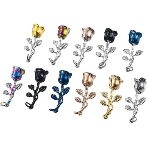 Fashion Stainless Steel Rose Pendant And Free Necklace For Women Jewelry Gifts