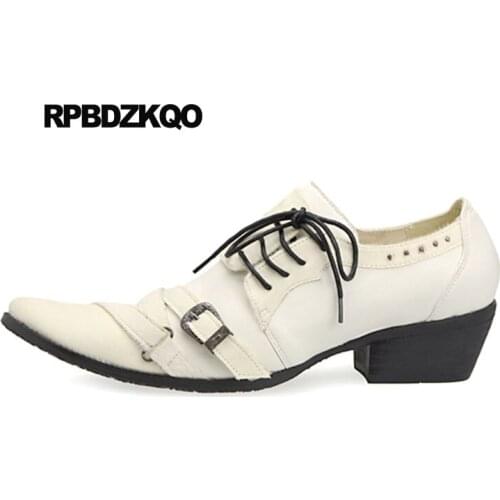 Monk Strap Plus Size 46 Oxfords Dress High Heel Fashion Metal Black Runway Pointed Toe Italian Mens Shoes Brands British Style