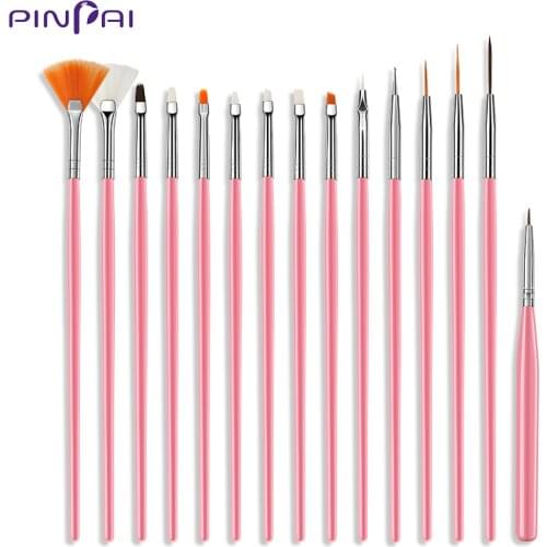 15 Pcs Manicure Tool Kit Nail Art Brush UV Gel Painting Drawing Liner Carving Brush Dotting Pen DIY Nail Art Decoration Tool Set