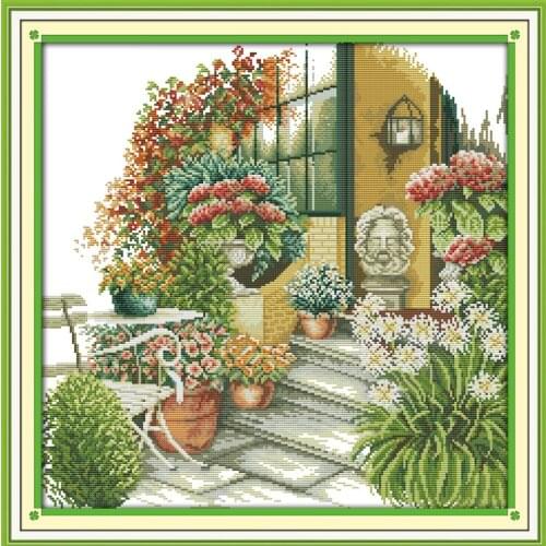 Leisurely Courtyard Scenery Counted Cross-Stitching 11CT Printed 14CT Handmade Set Cross-stitch Kits Embroidery Needlework