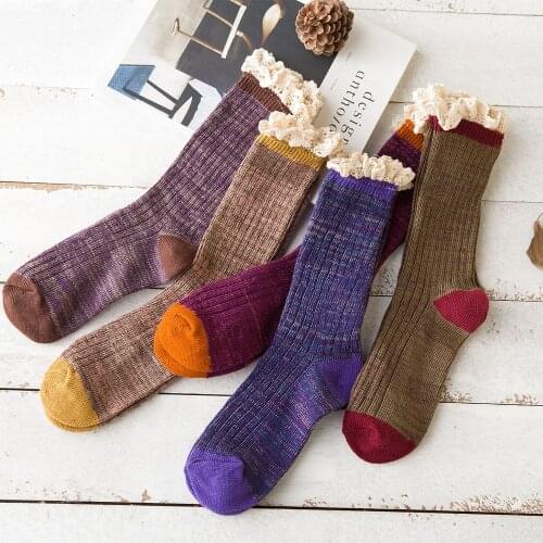 3 Pairs South Korea Style lace Cotton Socks Harajuku Autumn Woman socks japanese streetwear natal ropa mujer dropship suppliers