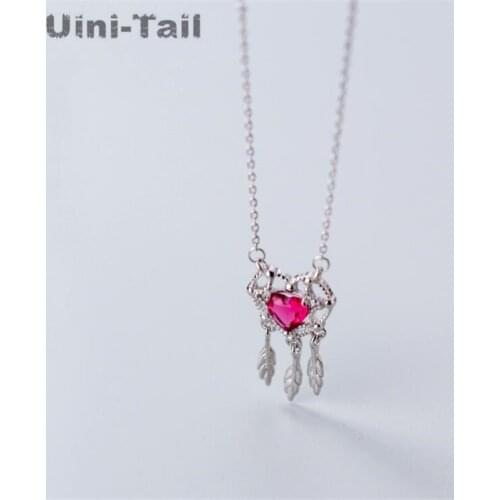 Uini-Tail new listing 925 sterling silver heart-shaped dream catcher tassel necklace fashion temperament personalized jewelry